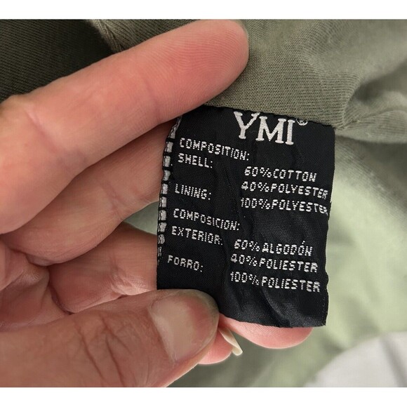 YMI Collection Removable Hood Full Zip pockets Cargo Vest Jacket Sz S Army Green - Picture 8 of 9